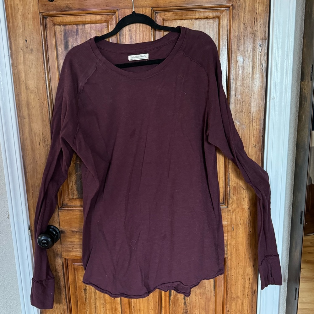Free People Plum Arden Long Sleeve Tee Large